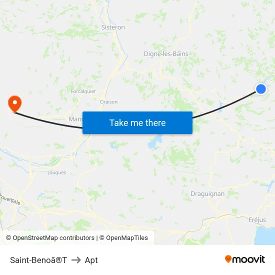 Saint-Benoã®T to Apt map