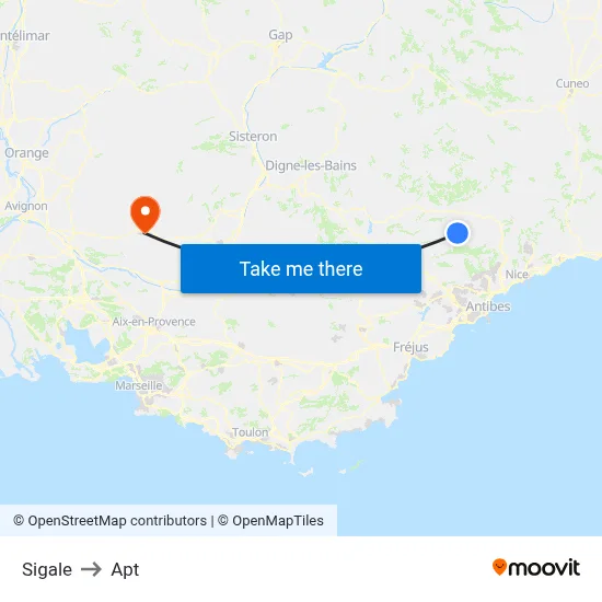 Sigale to Apt map