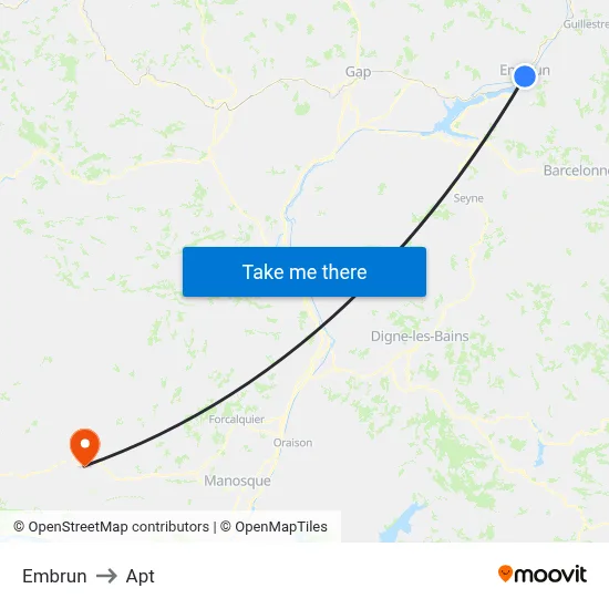 Embrun to Apt map