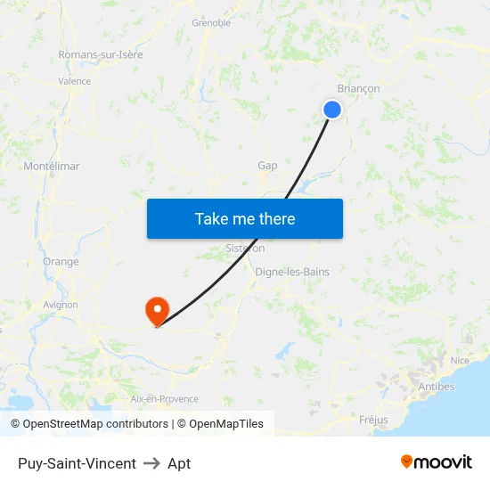 Puy-Saint-Vincent to Apt map