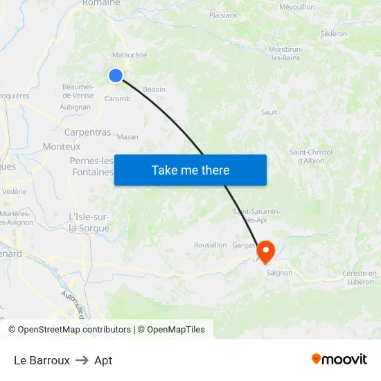 Le Barroux to Apt map
