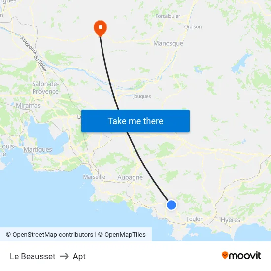 Le Beausset to Apt map