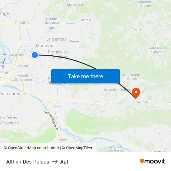 Althen-Des-Paluds to Apt map