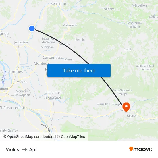 Violès to Apt map