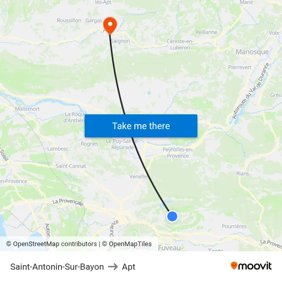 Saint-Antonin-Sur-Bayon to Apt map