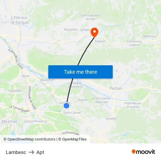 Lambesc to Apt map