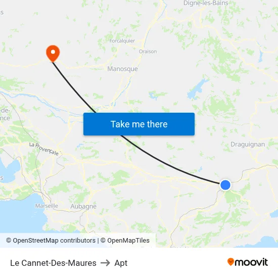 Le Cannet-Des-Maures to Apt map