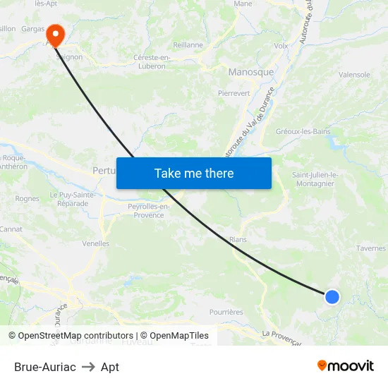 Brue-Auriac to Apt map