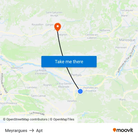 Meyrargues to Apt map