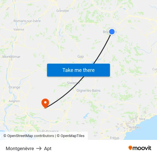 Montgenèvre to Apt map