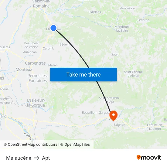 Malaucène to Apt map