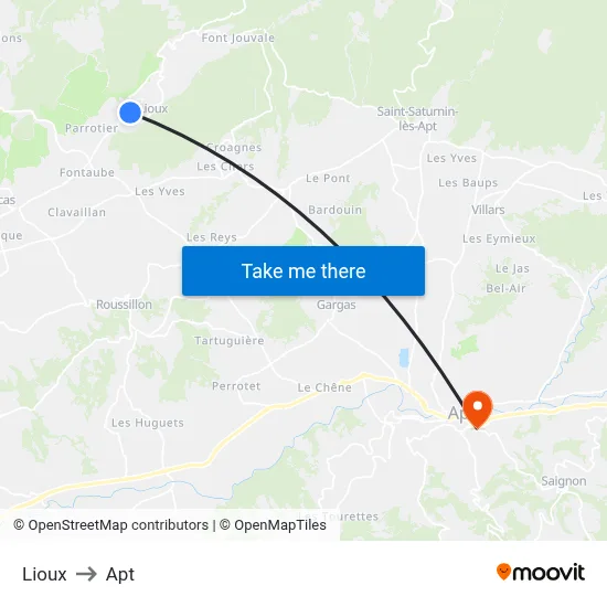 Lioux to Apt map