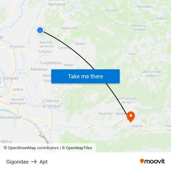Gigondas to Apt map