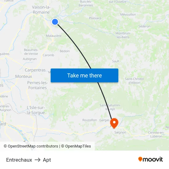 Entrechaux to Apt map
