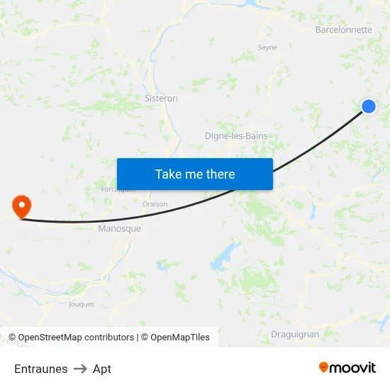 Entraunes to Apt map