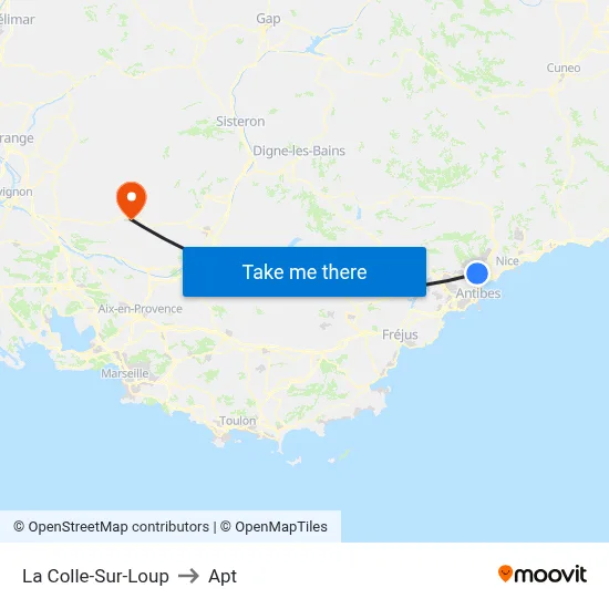 La Colle-Sur-Loup to Apt map