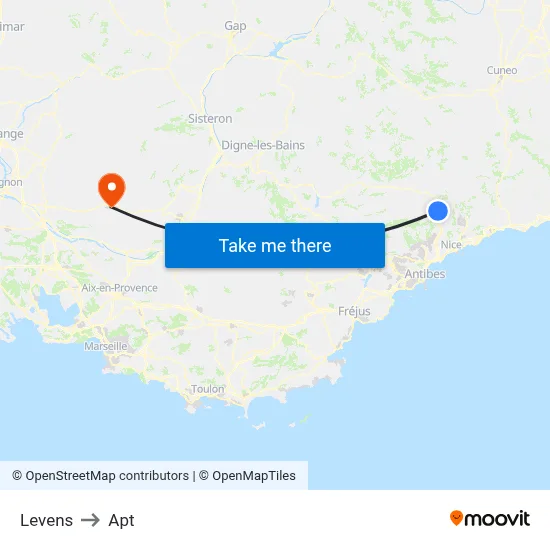 Levens to Apt map