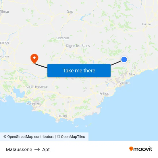 Malaussène to Apt map