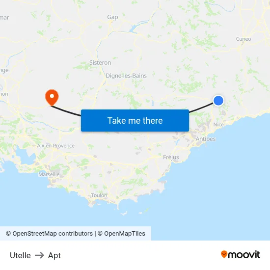 Utelle to Apt map