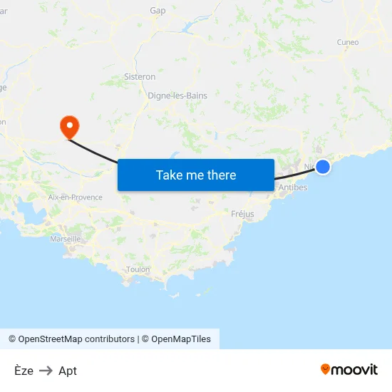 Èze to Apt map