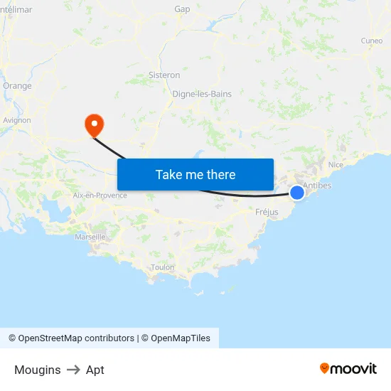 Mougins to Apt map