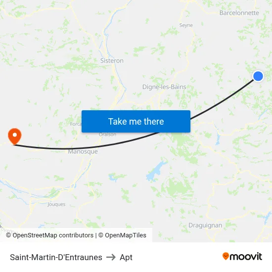 Saint-Martin-D'Entraunes to Apt map