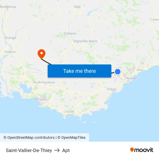 Saint-Vallier-De-Thiey to Apt map