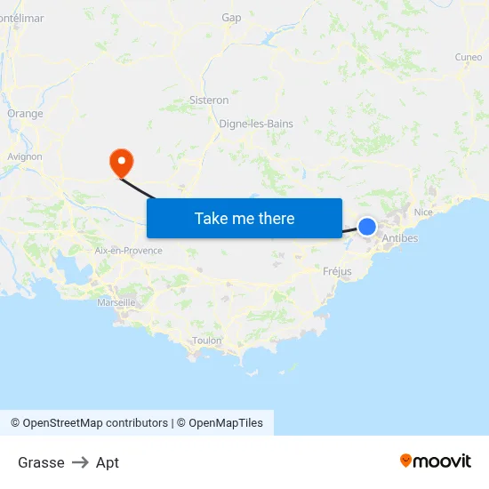 Grasse to Apt map