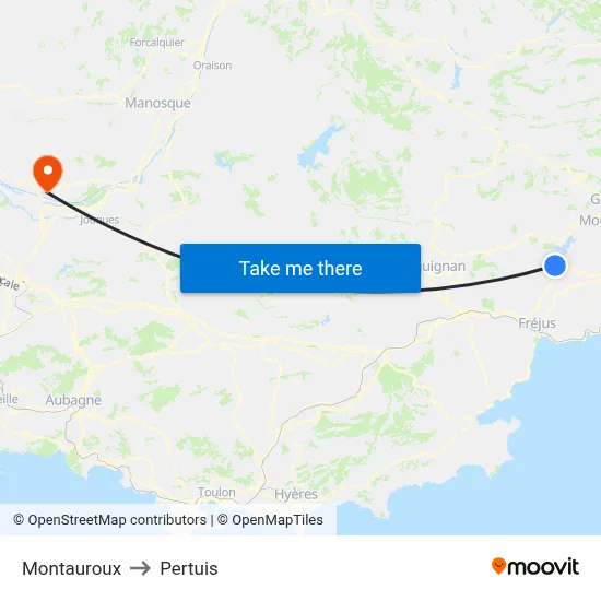 Montauroux to Pertuis map