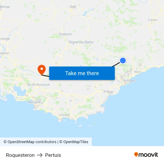 Roquesteron to Pertuis map