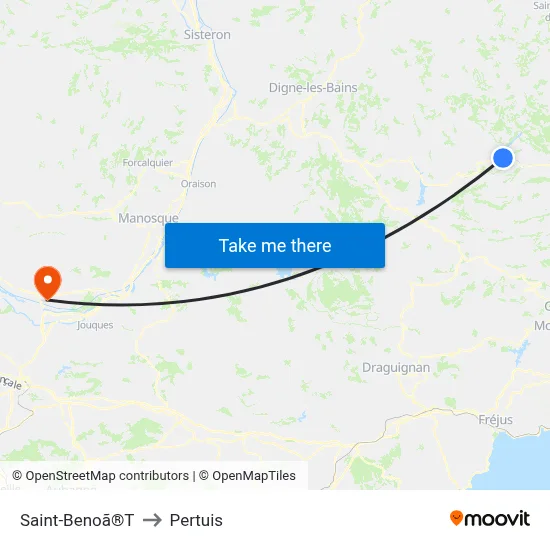 Saint-Benoã®T to Pertuis map