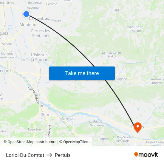 Loriol-Du-Comtat to Pertuis map