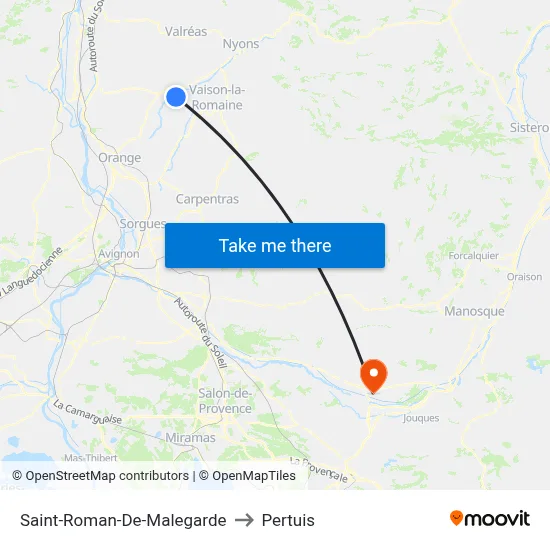 Saint-Roman-De-Malegarde to Pertuis map