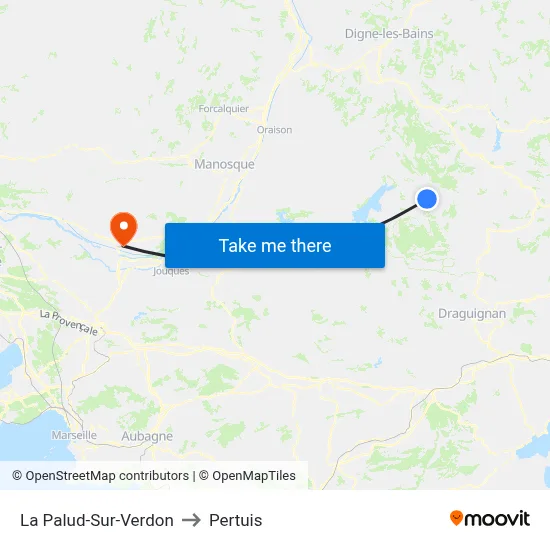 La Palud-Sur-Verdon to Pertuis map