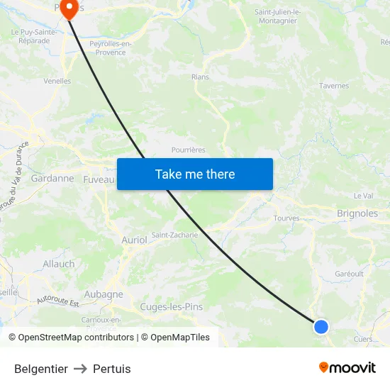 Belgentier to Pertuis map
