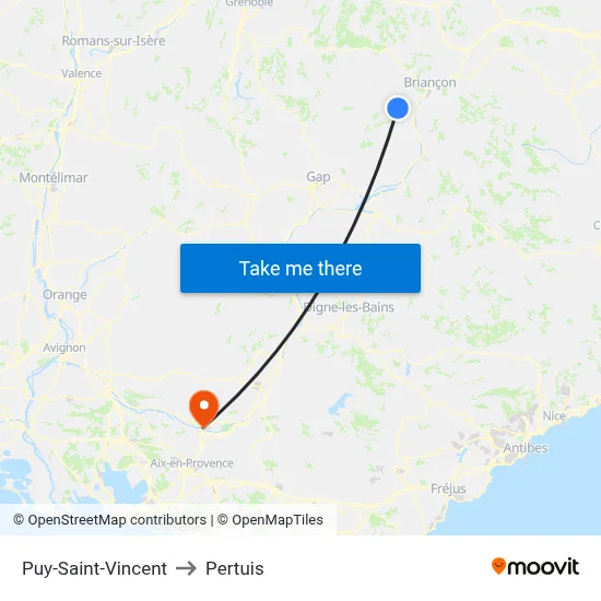 Puy-Saint-Vincent to Pertuis map