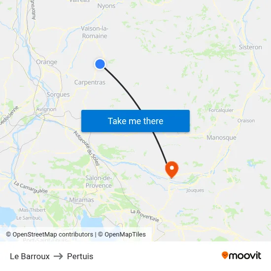 Le Barroux to Pertuis map