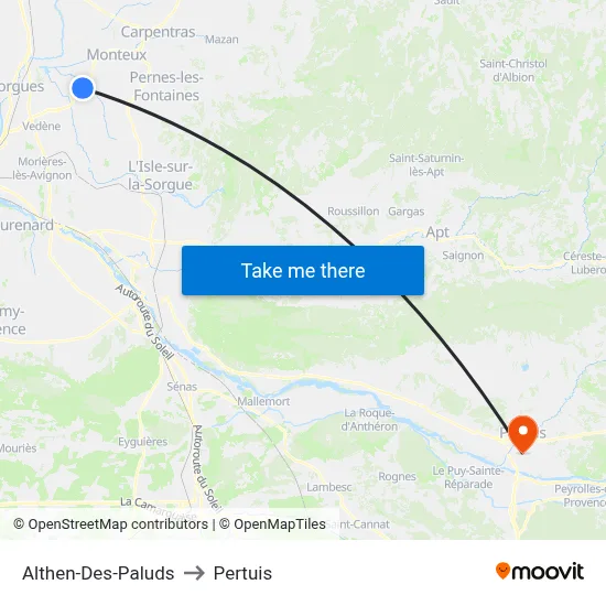 Althen-Des-Paluds to Pertuis map