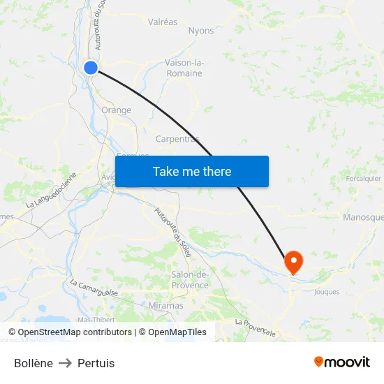 Bollène to Pertuis map