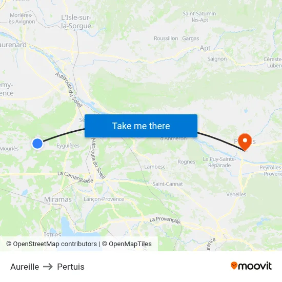 Aureille to Pertuis map