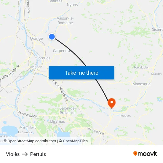 Violès to Pertuis map