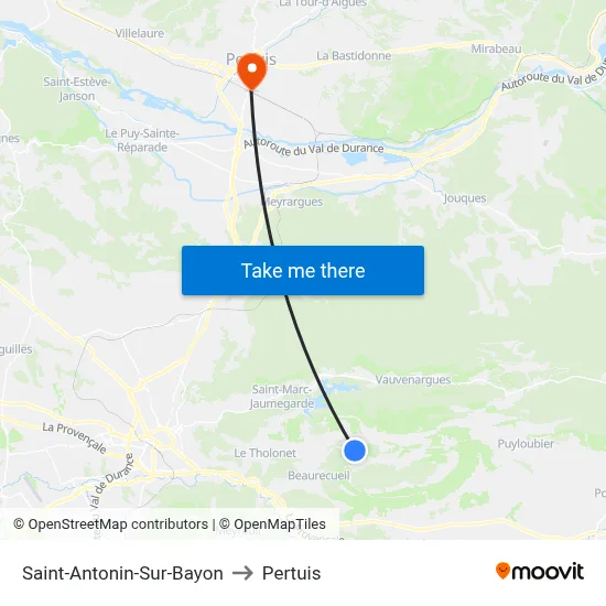 Saint-Antonin-Sur-Bayon to Pertuis map