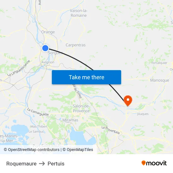 Roquemaure to Pertuis map