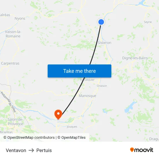 Ventavon to Pertuis map