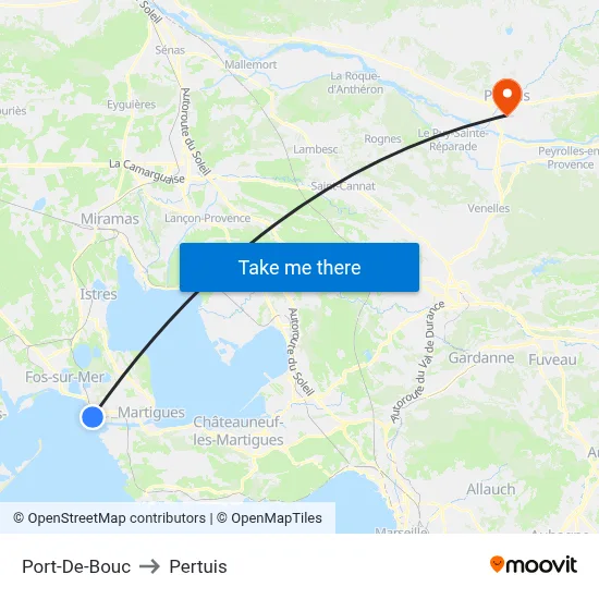 Port-De-Bouc to Pertuis map