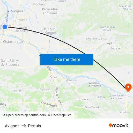 Avignon to Pertuis map