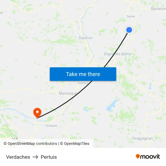 Verdaches to Pertuis map