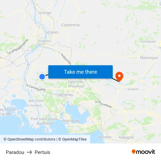 Paradou to Pertuis map