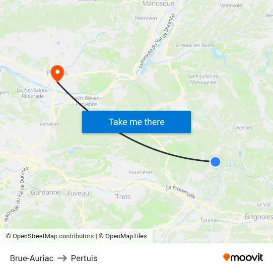Brue-Auriac to Pertuis map