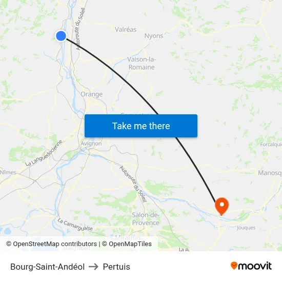 Bourg-Saint-Andéol to Pertuis map